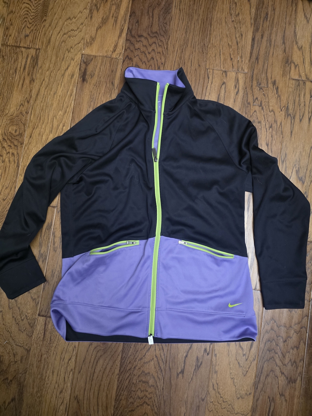 Nike Black and Lavender Full-Zip Jacket with Lime Accents